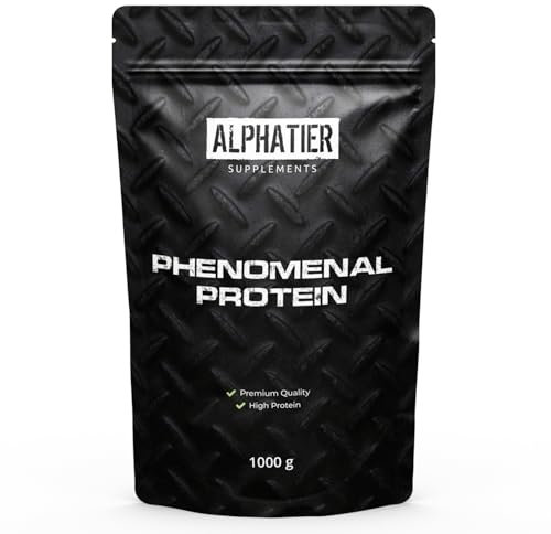 Alphatier Phenomenal Proteínas en Polvo con BCAA y EAA - Vainilla 1kg - 84% de Proteína - Vanilla Protein Powder con Aminoácidos - sin Gluten + Lactosa - vegano