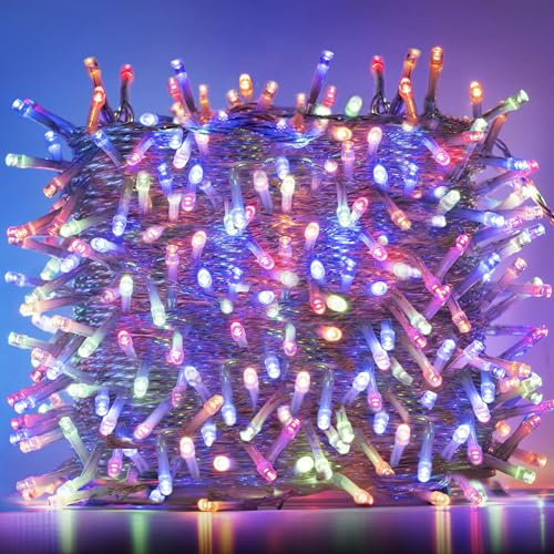 BESCOST Lichterkette Außen für Weihnachten, 50 M 500 LEDs, Lichterkette mit Fernbedienung und Stecker, 8 Modi, Wasserfest für den Außen und Innen, Garten, Hochzeit, Party, Bunt