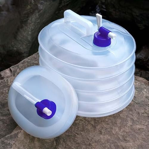 XiXiYang Foldable Water Container Bucket with Adjustable Tap - Durable, Portable,Water Storage and Versatile Water Bottle Carrier for Camping Equipment Hiking Fishing Climbing Travel Outdoor Use(5L)