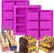 lomdung Pack de 3 Moldes para Barra de Chocolate, Molde Rectangular de Silicona para Barra Energética, Molde de Chocolate Profundo, para Arroz, Golosinas Crujientes, Dulces, Chocolate (Púrpura)