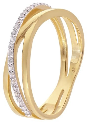 trendor Damenring Gold 333/8K Zirkonia-Ring elegantes Schmuckstück für Frauen, zauberhafte Geschenkidee und tolles Accessoire, 68452 Ringgröße 52/16,6