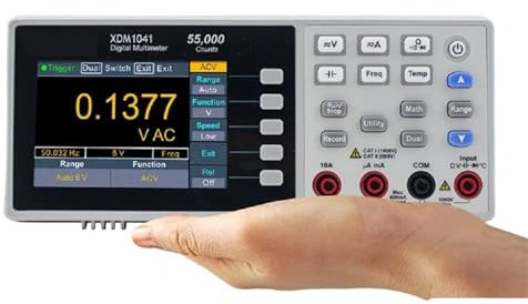 Tester del Condensatore, XDM1041 XDM1241 Multimetro Digitale da banco 55000 conteggi Vero RMS LCD da 3,5 Corrente Voltmetro Temperatura Multimetri da Tavolo(XDM1041-USB)