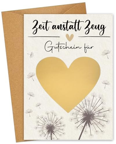 JOYEASE Gutscheine zum selber ausfüllen, Zeit anstatt Zeug, Rubbelkarten zum selber beschriften mit Umschlägen, Gutscheinkarte zum Selbstausfüllen, Geburtstagskarte