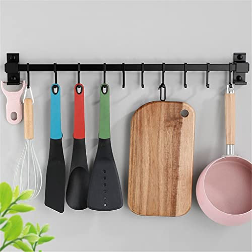 Étagère de rangement murale de cuisine avec crochet, porte-serviettes, porte-pots et couverts pour économiser de l'espace (7,8 x 40,4 cm)