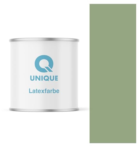 Q UNIQUE Latexfarbe 2L (ca.14m2) Dunkel olivgrün Innenfarbe Wandfarbe Deckenfarbe Klasse 3 Mattfarbe Scheuerfest Hohe Deckkraft