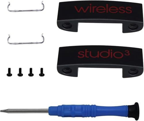 Studio 3 Hinge Headband Connector Replacement Metal Repair Parts Compatible with Beats Studio 3.0 Wireless Over-Ear Headphones Headband Metal Folding Hinger Clip Cover Pin Repair Kit (Black + Red)