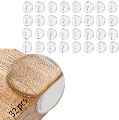 32 Stück Eckenschutz Baby Kantenschutz, klar Eckenschutz Silikon Kantenschutz Selbstklebend Transparent Tischkantenschutz für Verschiedene Möbel Baby Sicherheit