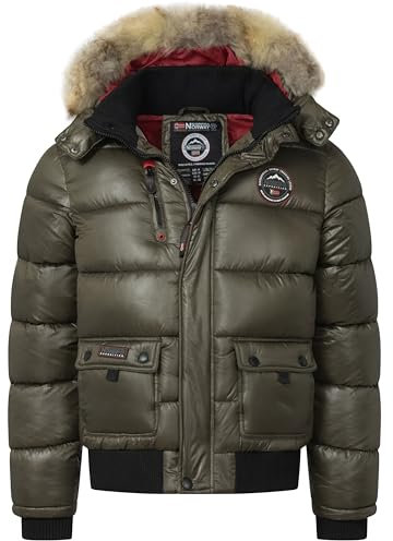 Geographical Norway Herren Winterjacke Bugs Kaki -L - mit UD Beanie
