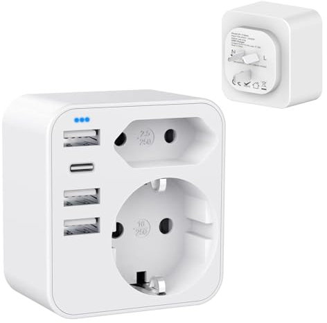 HANYEAL Adapter Australien Adapter Steckdose mit 4 USB 3.4A,Adapter China Deutschland Stecker, Steckdosenadapter Australien, Stromadapter für Neuseeland China Argentinien, Reisestecker Typ L