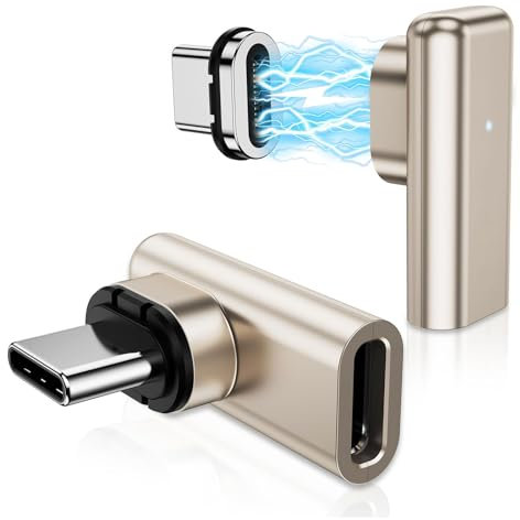2 Pack USB C Magnet Adapter, 24Pin USB C Winkelstecker 90 grad 240W 48V/5A, 8k@60Hz Videoübertragung, 40 Gbps Datenübertragung, USB C 90 Grad Adapter für MacBook Pro/Air/Steam Deck/PSVR2/ROG Ally