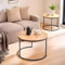 Ginhow Runder Couchtisch Holz, Eiche Couchtisch Rund 2er Set, Großer Sofatisch Ø70CM + Wohnzimmertisch Klein Ø50CM, Perfekt für Wohnzimmer Schlafzimmer Café