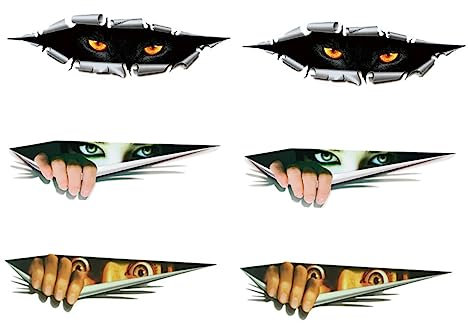 Anneome 3d Autoaufkleber Satz 6 Blätter Horror Motiv Selbstklebend Vielseitig Einsetzbar Für Auto Fenster Dekoration