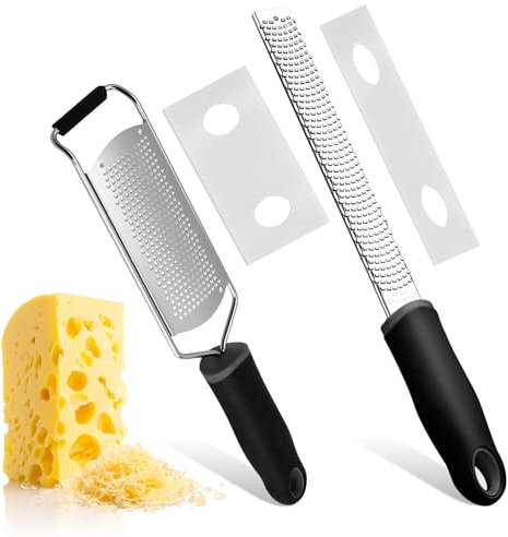 axibanni 1 Satz mit 2 zester reibe,gemüsereibe,grattugia,zitronenreibe，kann zum Mahlen von Knoblauch, Ingwer, Gewürzen, Muskatnuss, Käse und Anderen Zutaten verwendet Werden, spülmaschinenfest