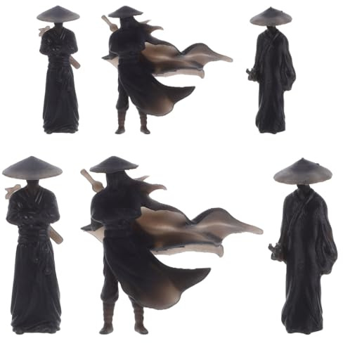 Ciieeo Schwert-Deko 6 Stück Miniaturfiguren Chinesische Kriegerstatuen Für Schreibtisch Auto-Armaturenbrett Und LKW-Innenraum Asiatische Sammlerstücke Für Büro Und Weihnachtsdeko