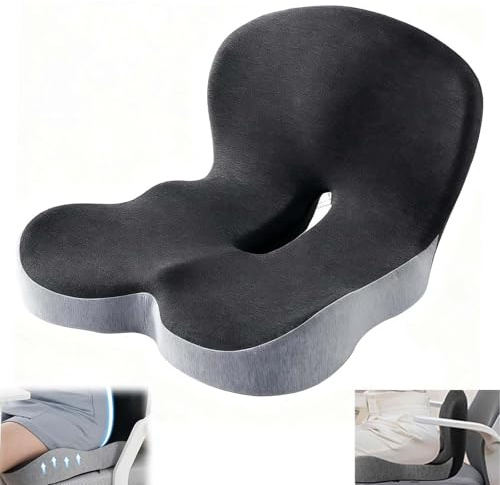 CHARMNAIL Ergonomisches Sitzkissen mit Rückenlehne, Sitzpolster für Bürostuhl & Auto, Sitzkissen mit Seitlicher Unterstützung für Entlastung von Rücken und Gesäßbereich