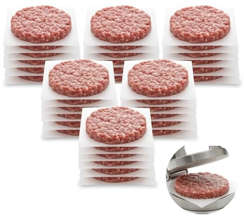 100 Pcs Unbleached Parchment Paper 6 x 6 Burger Patty Paper Non Stick Patty Papers Squares Wax Papers Sheets for Smash Burger Press Seperating Pattys Baking Wrapping Candies