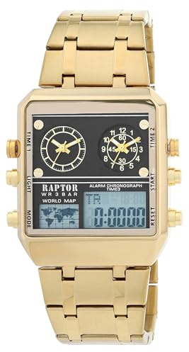 Raptor Damen Armbanduhr Analog-Digital in Gold, Gesamtlänge 23.5 cm, Edelstahlarmband – 3 ATM