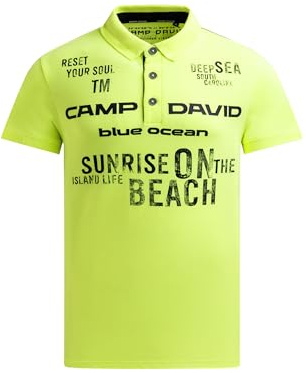Camp David Herren Pikee-Polo Kurzarm mit Rubber Prints