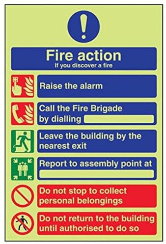 VSafety Schild Caravan Site Fire Action/Assembly Point, 3 Stück, 200mm x 300mm, 3