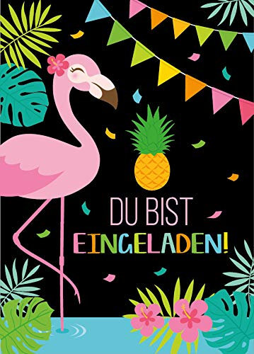 Junaversum 12 Einladungskarten zum Kindergeburtstag Mädchen Flamingo Einladungen Geburtstag Kinder