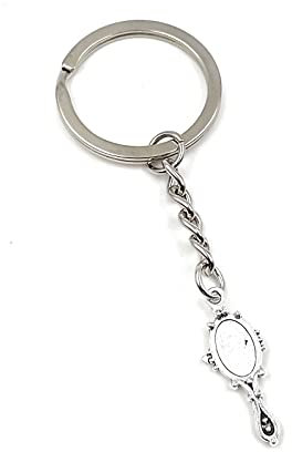 Onwomania Porte-clés maquillage miroir miroir miroir poche miroir argenté pendentif en métal