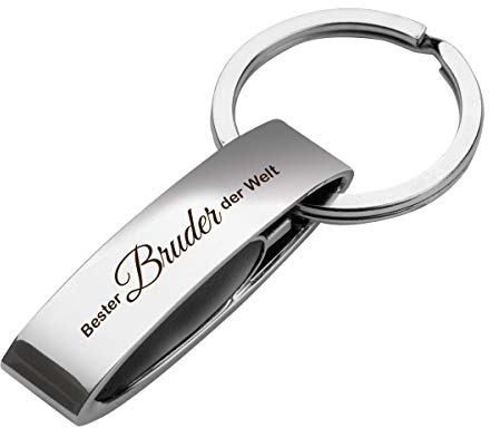 polar-effekt Schlüsselanhänger Personalisiert mit Gravur [Bester Bruder der Welt ] Anhänger in Silber aus Metall inkl. Geschenketui - Geschenk-Idee für Männer - Mitbringsel zum Geburtstag