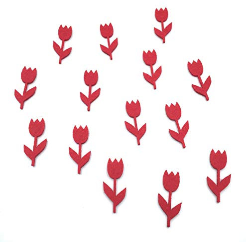 BIASTO Streu-Deko Tulpen aus Filz - für eine perfekte Tischdekoration und als Bastelbedarf (rot)