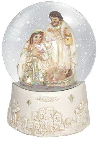 CBC Weihnachtskugel Heilige Familie Off White Xmas Schneeball 6cm