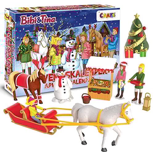 CRAZE Spielzeug ADVENTSKALENDER Weihnachtsmarkt BIBI UND TINA - Spielzeug Adventskalender Mädchen, Weihnachtskalender mit Spielfiguren
