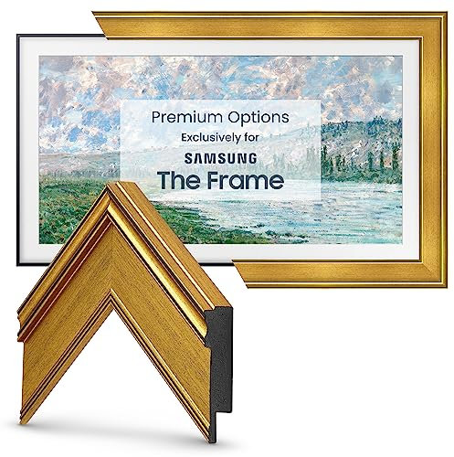 Deco TV Frames - Marco Inteligente Dorado Antiguo Compatible Solo con Samsung The Frame TV (32 Pulgadas, Compatible con TV Frame 2021-2023)