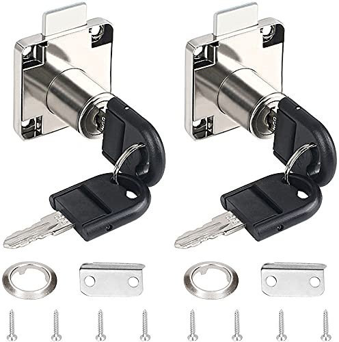 GZGXKJ 2 Piezas Cerradura de Cajones de Oficina, Cerradura Del Escritorio Cinc Aleación Cam Cerradura de Seguridad Para Buzón Taquillas Gabinete Armario & Mesa Ordenador Escritorio Cajón Blanco