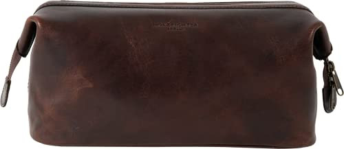 HOLZRICHTER Berlin Kulturbeutel No 5-2 (L) Marone - Große, hochwertige Kulturtasche handgefertigt aus Premium-Leder
