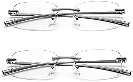 ZUVGEES 2er-Pack Randlos Metall Blaulichtfilter Lesebrille für Herren und Damen mit Federscharnier Lightweight Anti-blaue Computerbrille (2 Stueck, 1.50)