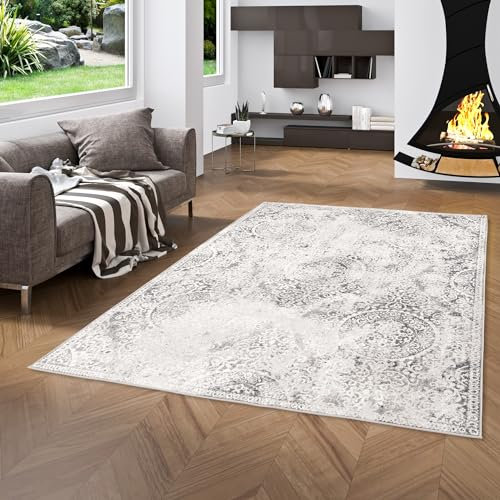 Pergamon Designer Teppich Tawira Vintage Klassik Grau Barock in 5 Größen