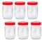 AFSUK Pack of 6 Round 300ml Plastic Storage Jar With Screw Top Lids Red Airtight Food Storage Containers BPA Free For Kitchen, Herb, Spices, Sweets Clear Canister pots