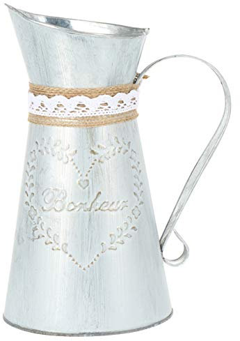 Angoily Vintage Blumenvase Metall Blumentopf Milchkanne: Shabby Chic Deko Herz Verzinkte Rustikale Kanne Eisen Landhaus Vase Tischvase für Balkon Büro Wohnzimmer Tischdeko Garten Dekoration