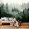 WallArena - Vlies Fototapete Wald Nebel Landschaft Grün Natur Bäume 400x280 cm - Fototapeten - Tapeten - für Wohnzimmer Schlafzimmer - Vliestapete Wandtapete Tapete 3D Effekt- inkl. Kleister