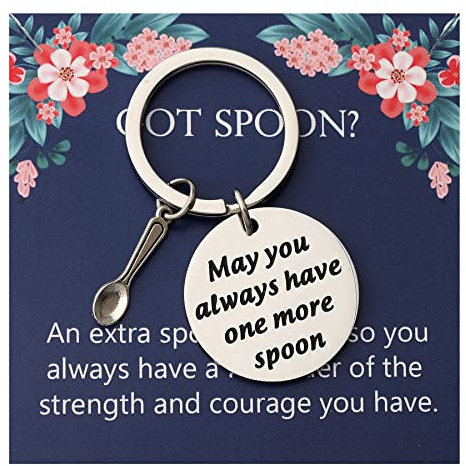 CENWA Spoon Theory Gift Fibromyalgia Gift May You Always Have One More Spoon Keychain Chronic Illness Gift, Steel Color, 3.0