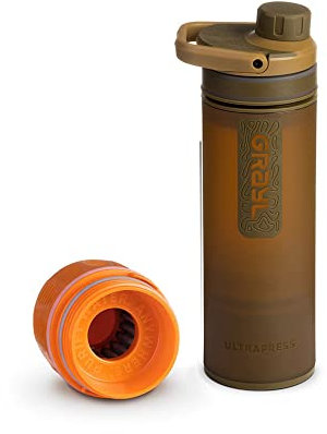 Grayl UltraPress Outdoor- & Reisewasserfilter | für 150L Wasser | Filterkartusche wechselbar | Coyote Brown mit 1 Ersatzfilter