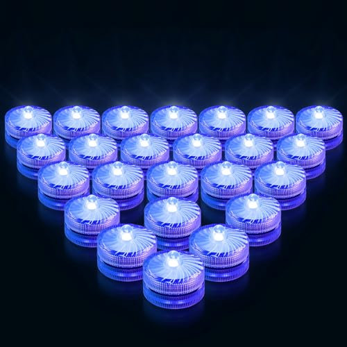 Rikiss Luz LED sumergible, 24 velas impermeables sin llama, mini velas de té para jarrones de cristal, centro de mesa, ducha, juego de regalo para jarrones de boda, festivales, eventos, fiestas,