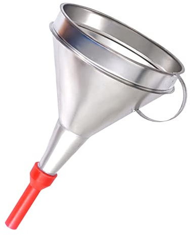 Fuel Funnel Straight with Fine Mesh Filter Strainer and Reducer for Easy Refilling, Lightweight Metal Funnel, Practical, Versatile