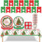 Ariel-GXR 112Pcs Christmas Paper Plates, Napkins, Tablecloth Set, Red, Santa Claus, Christmas Theme