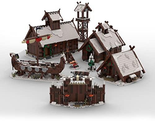 AMOC Mittelalterlich Modular Winter The Vikings Series 6 IN 1 Bausatz, Bausteine-Set Mittelalter-Serie, Kompatibel mit Lego 31132 21325