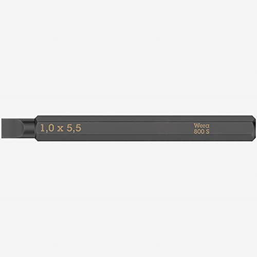 Bit 800 S für Schlitzschrauben 5,5 mm Länge 70 mm 1/4 ″ C6,3 Schneidenstärke 1,0 mm 5 pièces
