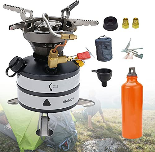 Vendics Réchaud de Randonnée Léger, Réchaud de Camping Portable Multifonctionnel Pour La Randonnée Et La Pêche, Mini Réchaud Multicombustible Pour Diesel, Essence, Alcool Et Kérosène, Design Plus/Déco