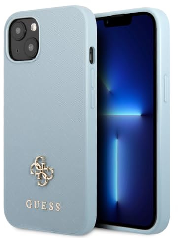 GUESS GUHCP13MPS4MB Case for iPhone 13 6.1 Inch Blue Hard Case Saffiano 4G Small Metal Logo