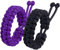Jewboo Paracord Survival Bracelets Braided Paracord Handmade Rope for Couples Men Women Adjustable Size(black&purple)