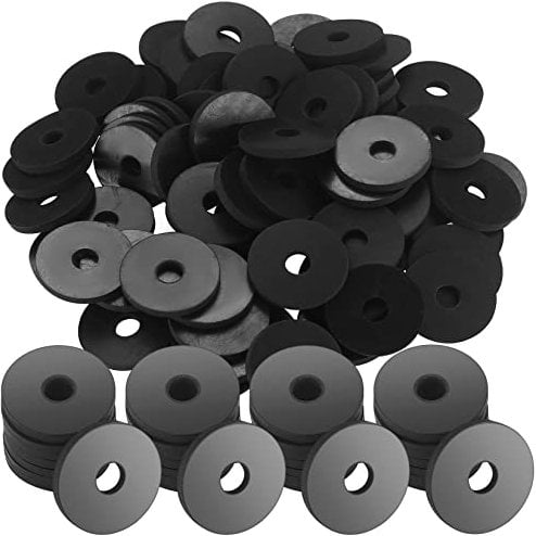 110 Piezas Arandelas de Goma, Espaciadores Planos de Goma, Espaciadora Redonda Negra para Tornillos, Pernos, Grifos, 1 Pulgada de Diámetro Exterior, 1/4 Pulgada de Diámetro Interior