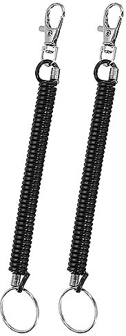 ZZLBZN Stretchy Spiral Keyring, 2Pcs Spiral Keychain Stretchy Keyring with Clip, Safety Spring Key Holder with Carabiner Clip for Keys Wallet Phone Backpack Fishing Tool