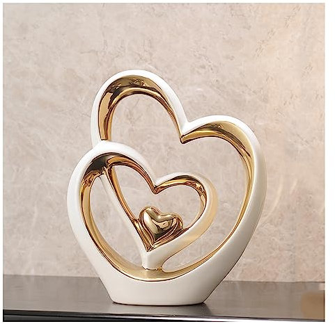 Tauzveok Herz Deko Keramik Statue, Modern Abstrakte Skulptur Deko, für Dekoration Schlafzimmer Tischdekoration Büro Wohnung Skulpturen Und Statuen,A White